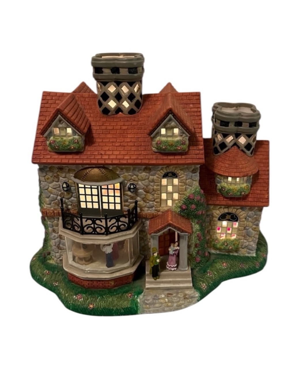 PartyLite The Bristol House Olde World Village 3 Tealight Candle House